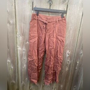 WaterGirl Patagonia Brown Tie Waist Capri Wide Leg Pants 100% Hemp